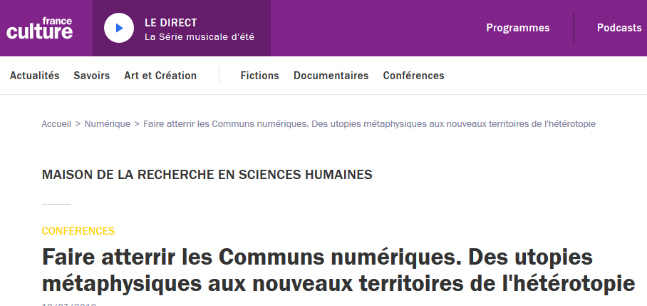 Faire atterrir les Communs numériques : des utopies métaphysiques aux nouveaux territoires de l’hétérotopie